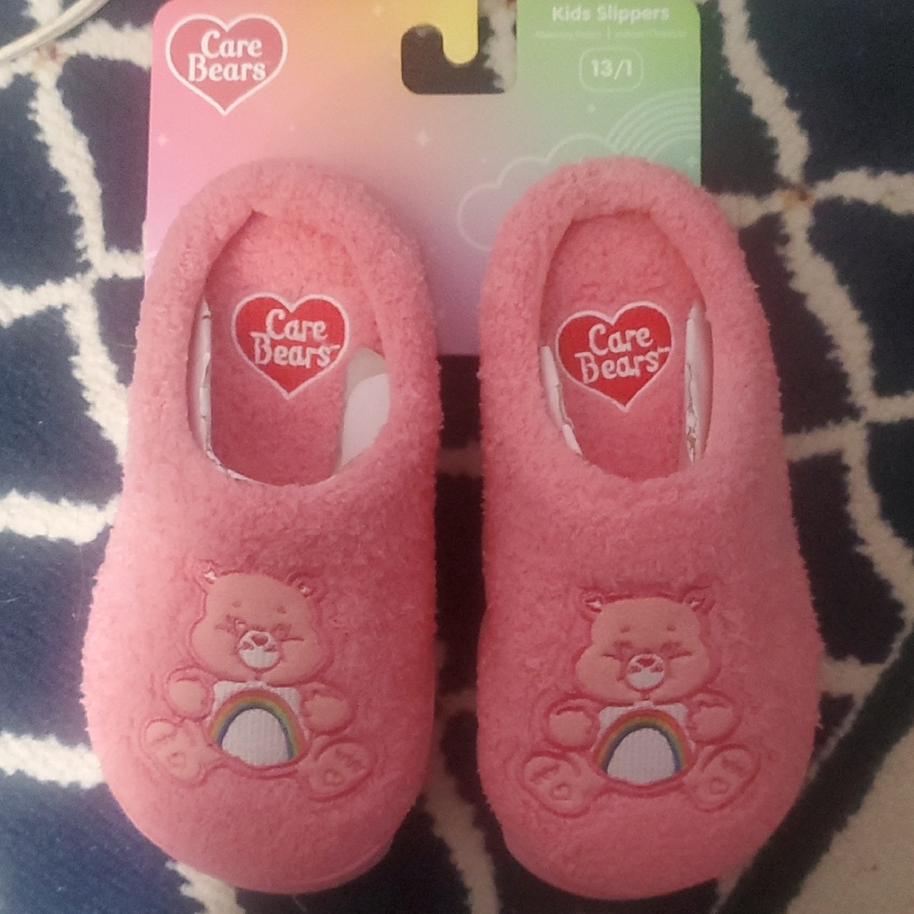 Care Bears Fuzzy Pink Slippers for Kids